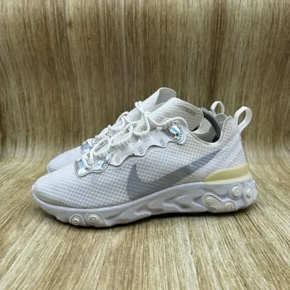Nike React Element 55 Women's Size 6.5 White Iridescent Running Shoes CN0147-100 - Picture 3 of 9